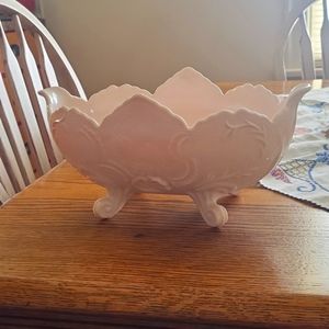 Jeannette Pink Milk Glass Footed Bowl